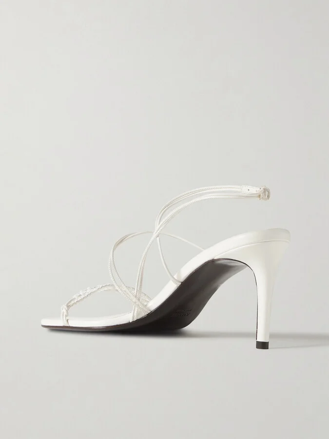 KHAITE - Loop Bead-embellished Leather Sandals - White - Image 3