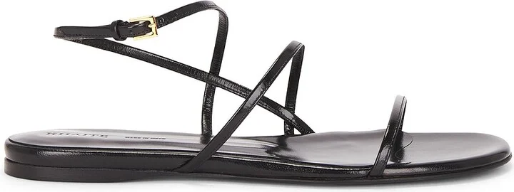 KHAITE Loop Flat Sandal in Black