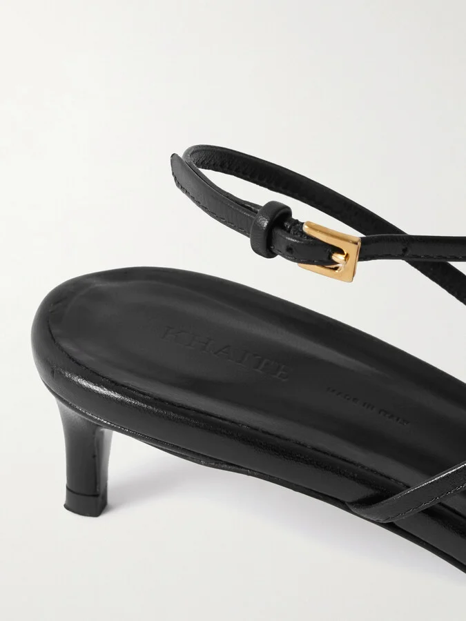 KHAITE - Loop Leather Sandals - Black - Image 4