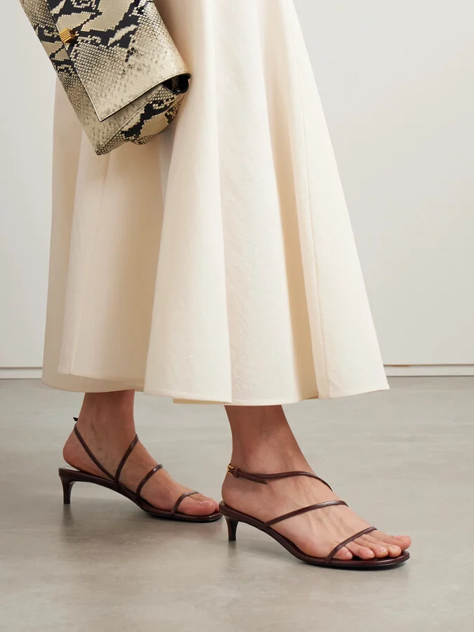 KHAITE - Loop Leather Sandals - Burgundy - Image 2