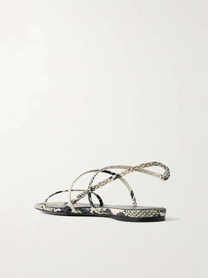 KHAITE - Loop Snake-effect Leather Sandals - Animal print - Image 3