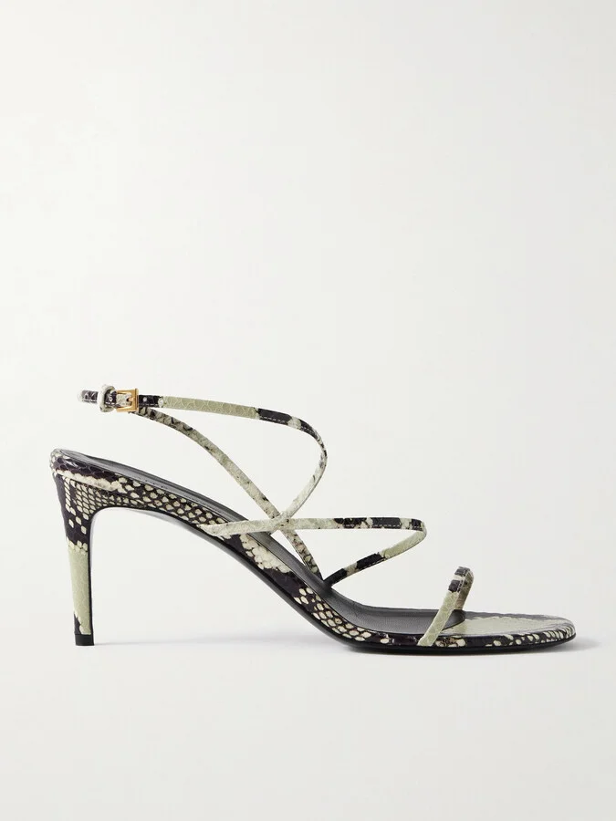 KHAITE - Loop Snake-effect Leather Sandals - Animal print