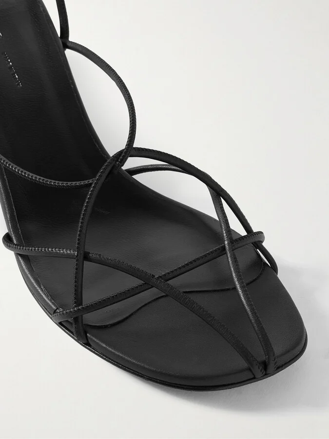 KHAITE - Loulou Leather Sandals - Black - Image 4