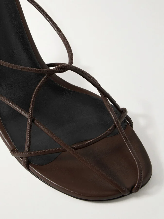 KHAITE - Loulou Leather Sandals - Brown - Image 4