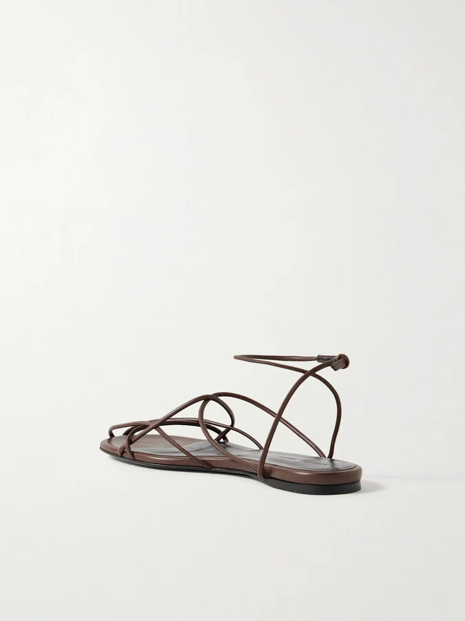 KHAITE - Loulou Leather Sandals - Brown - Image 3