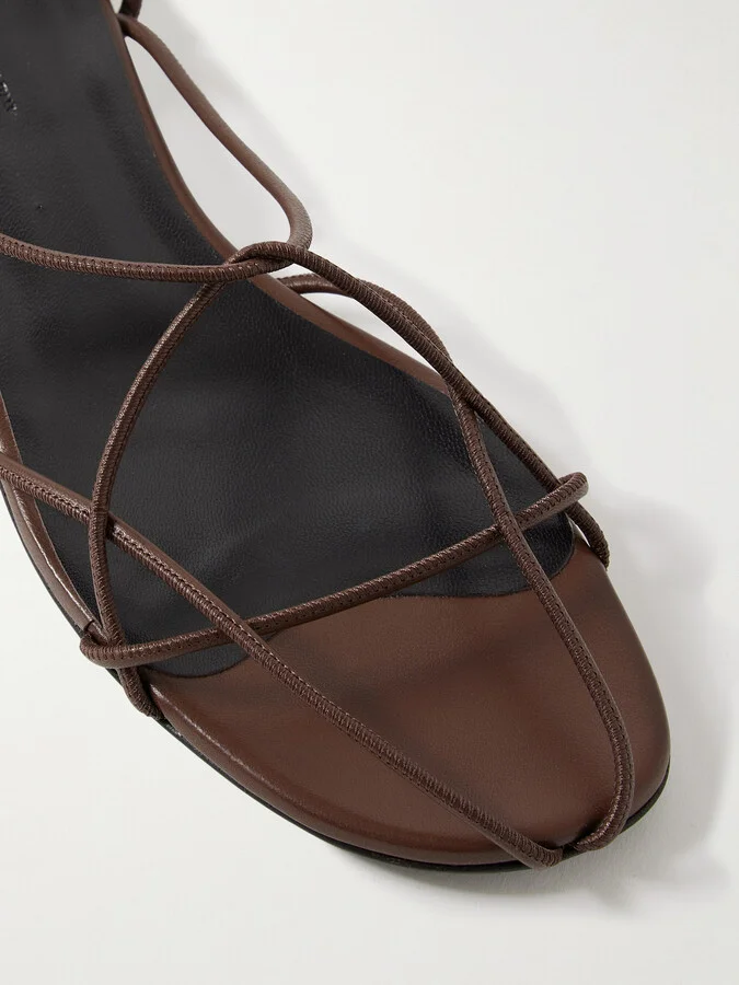 KHAITE - Loulou Leather Sandals - Brown - Image 4