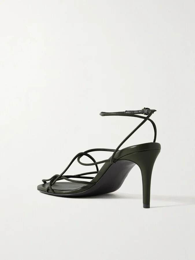 KHAITE - Loulou Leather Sandals - Green - Image 3