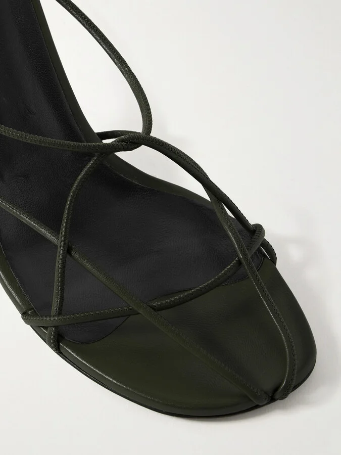 KHAITE - Loulou Leather Sandals - Green - Image 4
