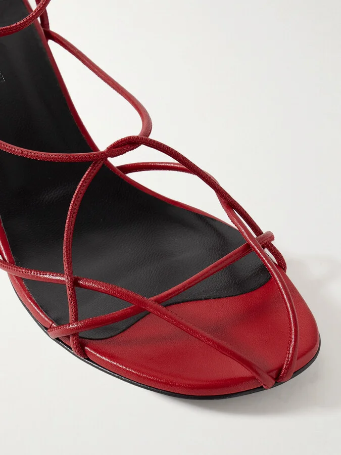 KHAITE - Loulou Leather Sandals - Red - Image 4