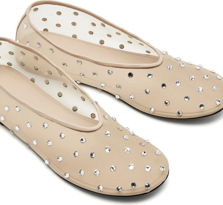 Khaite Marcy Crystal-embellished Mesh Ballet Flats - Image 3