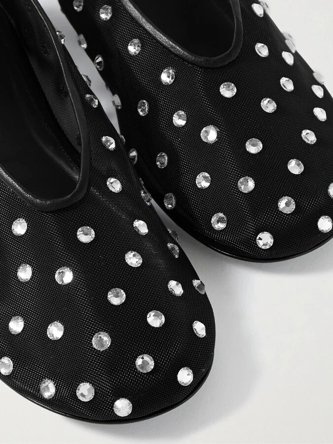 KHAITE - Marcy Crystal-embellished Mesh Ballet Flats - Black - Image 4