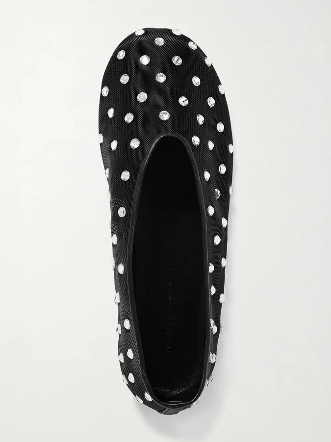 KHAITE - Marcy Crystal-embellished Mesh Ballet Flats - Black - Image 5