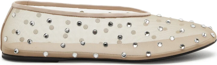 Khaite Marcy Crystal-embellished Mesh Ballet Flats