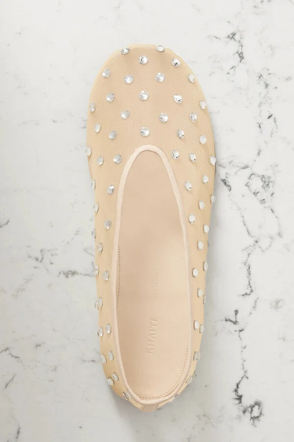 KHAITE - Marcy Crystal-embellished Mesh Ballet Flats - Neutrals - Image 5