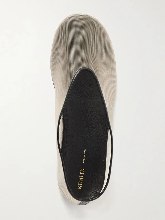 KHAITE - Marcy Leather-trimmed Mesh Ballet Flats - Neutrals - Image 5