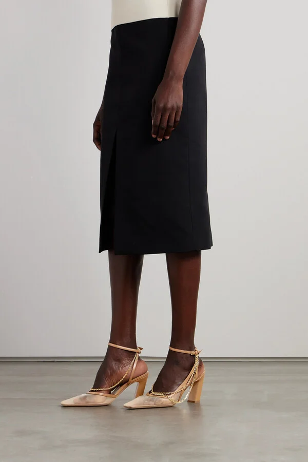 KHAITE - Marfa Chain-embellished Leather-trimmed Mesh Slingback Pumps - Brown - Image 2