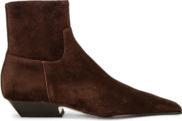 KHAITE Marfa Classic Flat Ankle Boot in Brown