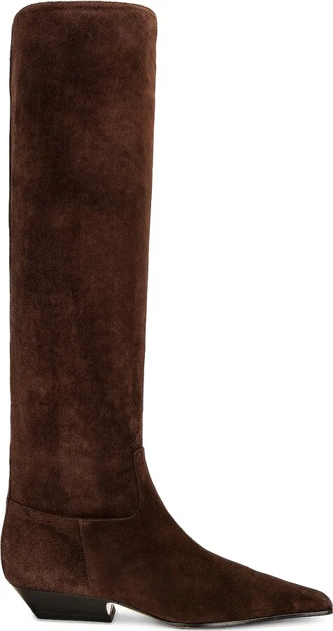 KHAITE Marfa Classic Flat Knee High Boot in Brown