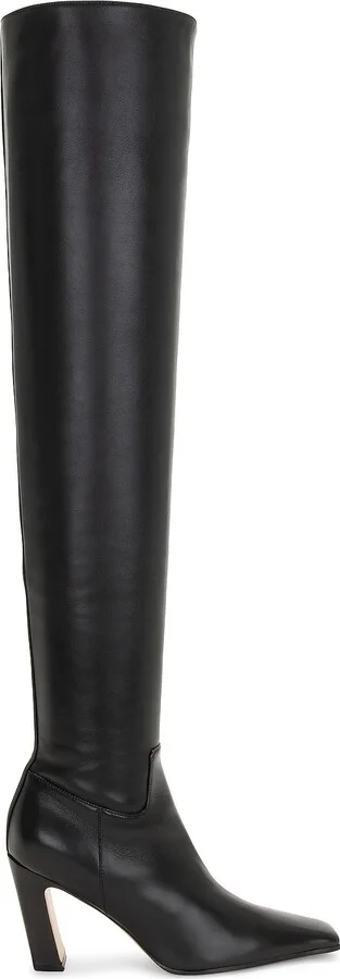 KHAITE Marfa Classic Over The Knee Heel Boot in Black