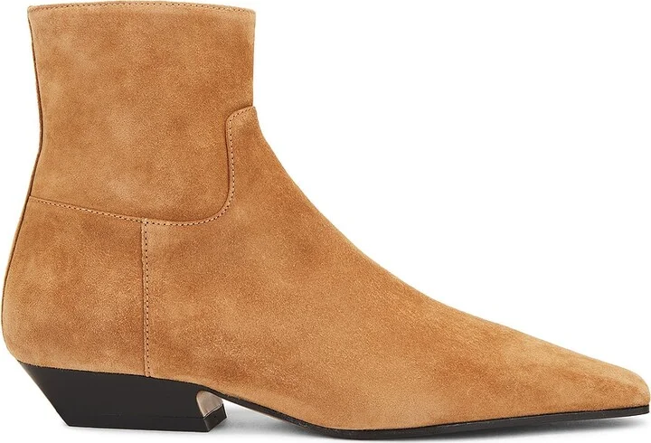 KHAITE Marfa Flat Ankle Boot in Tan