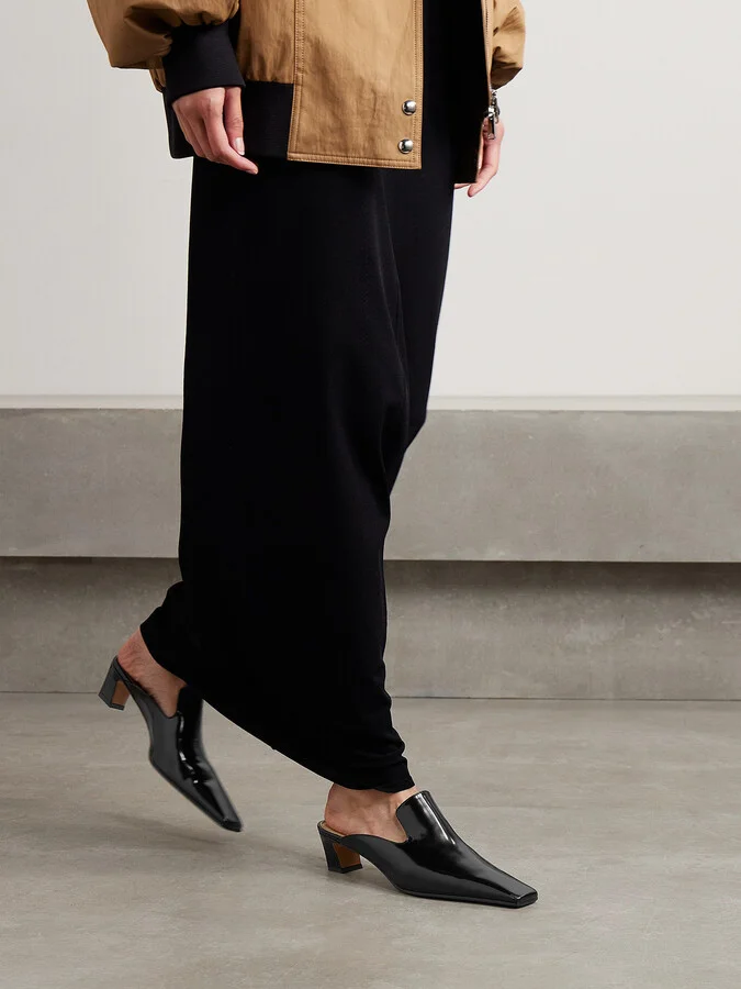 KHAITE - Marfa Glossed-leather Mules - Black - Image 2