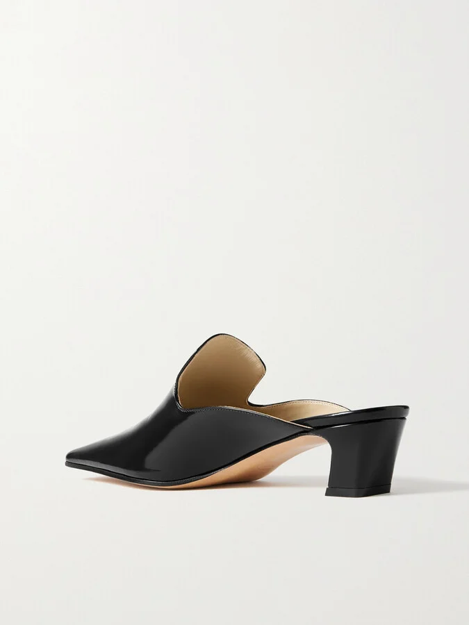 KHAITE - Marfa Glossed-leather Mules - Black - Image 3