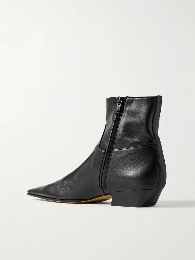 KHAITE - Marfa Leather Ankle Boots - Black - Image 3