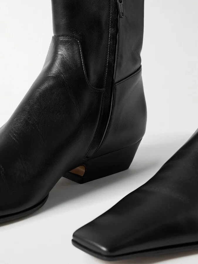 KHAITE - Marfa Leather Ankle Boots - Black - Image 4