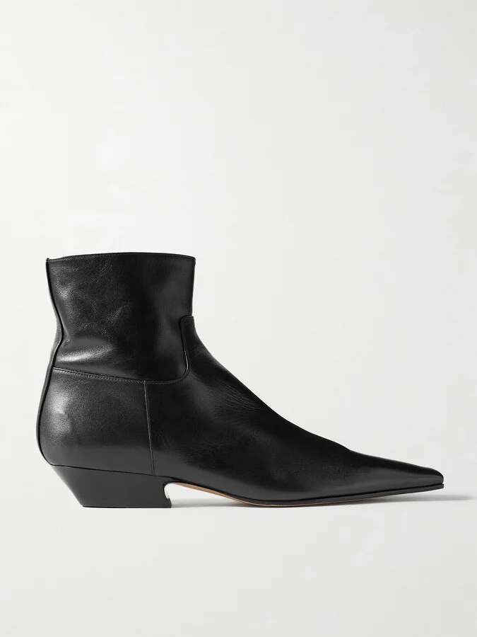 KHAITE - Marfa Leather Ankle Boots - Black