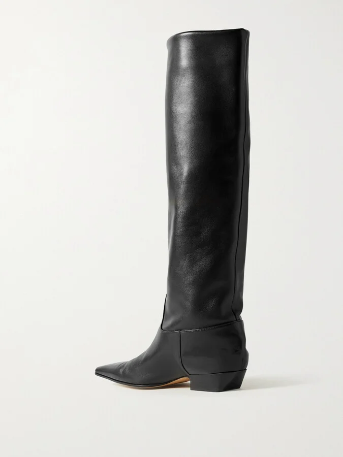 KHAITE - Marfa Leather Knee Boots - Black - Image 3