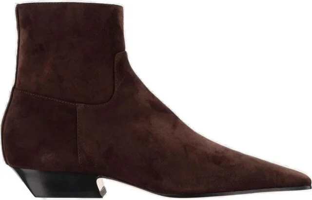 Khaite Marfa Square-Toe Ankle Boots