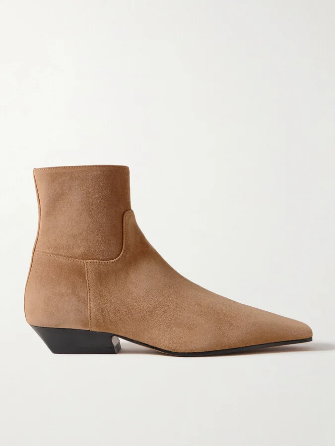KHAITE - Marfa Suede Ankle Boots - Brown