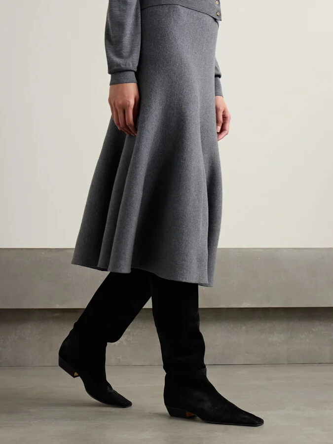 KHAITE - Marfa Suede Knee Boots - Black - Image 2