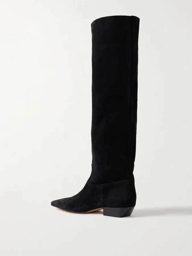 KHAITE - Marfa Suede Knee Boots - Black - Image 3