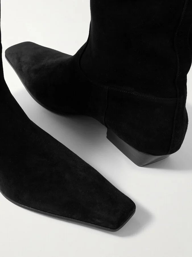 KHAITE - Marfa Suede Knee Boots - Black - Image 4