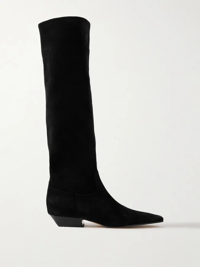 KHAITE - Marfa Suede Knee Boots - Black