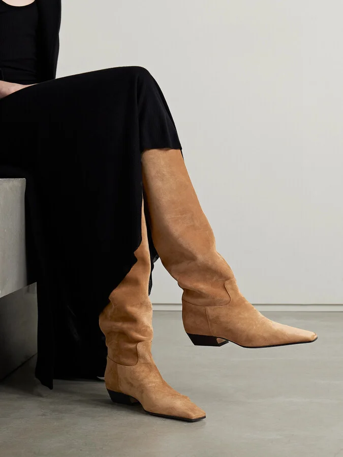 KHAITE - Marfa Suede Knee Boots - Brown - Image 2