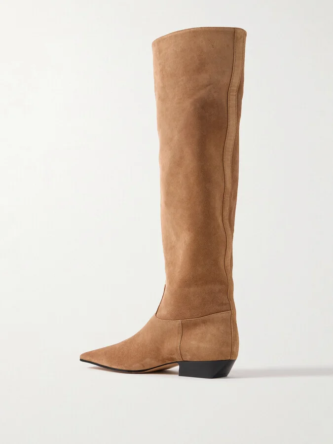 KHAITE - Marfa Suede Knee Boots - Brown - Image 3