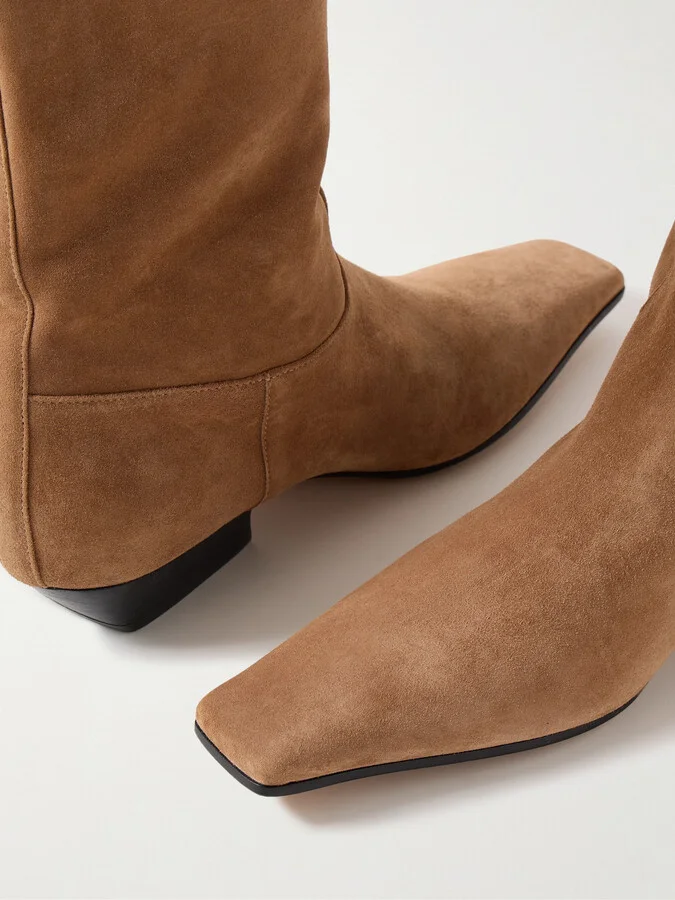 KHAITE - Marfa Suede Knee Boots - Brown - Image 4