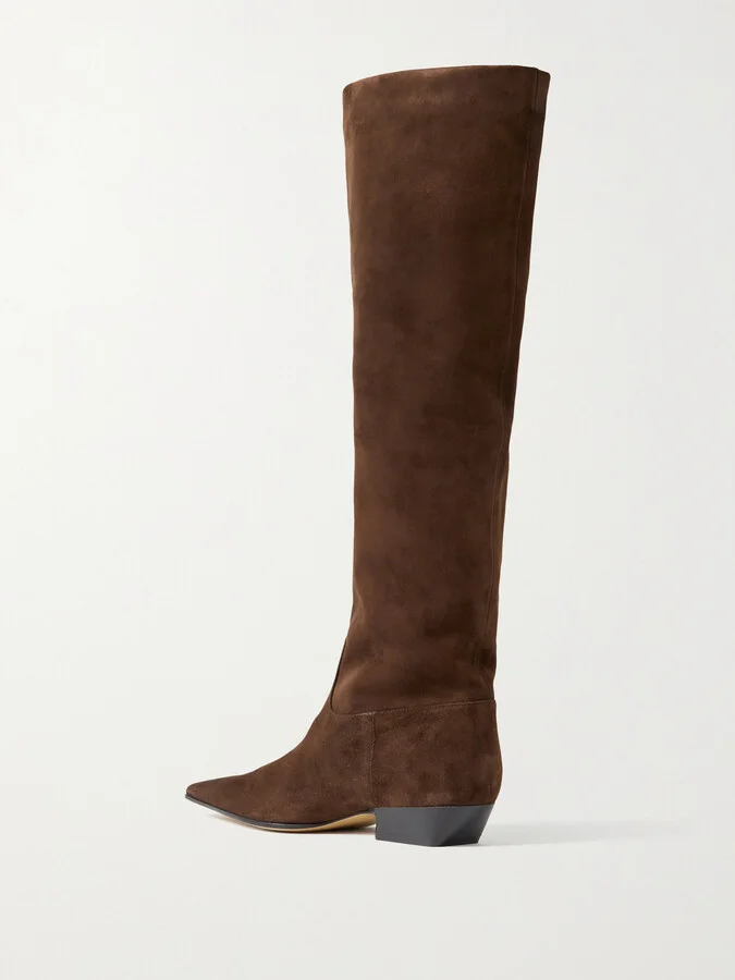KHAITE - Marfa Suede Knee Boots - Brown - Image 3
