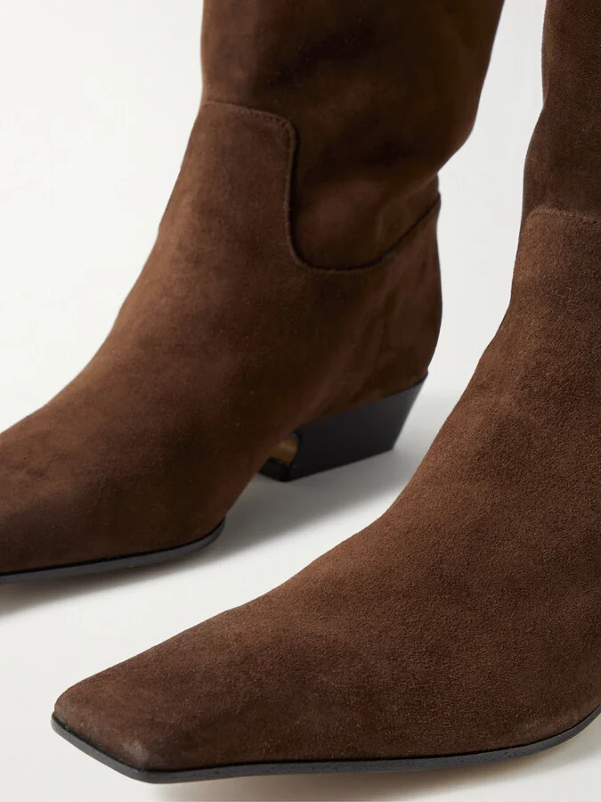 KHAITE - Marfa Suede Knee Boots - Brown - Image 4