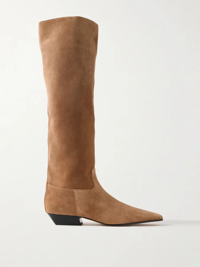 KHAITE - Marfa Suede Knee Boots - Brown