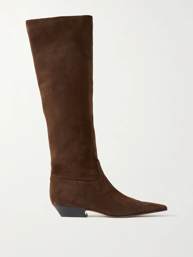 KHAITE - Marfa Suede Knee Boots - Brown