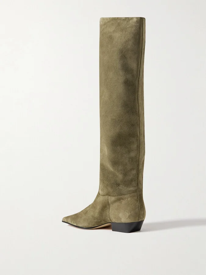 KHAITE - Marfa Suede Knee Boots - Green - Image 3
