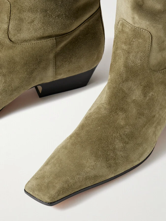 KHAITE - Marfa Suede Knee Boots - Green - Image 4