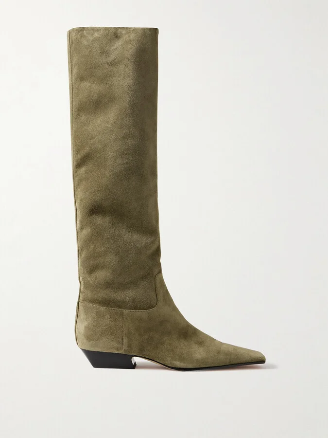 KHAITE - Marfa Suede Knee Boots - Green