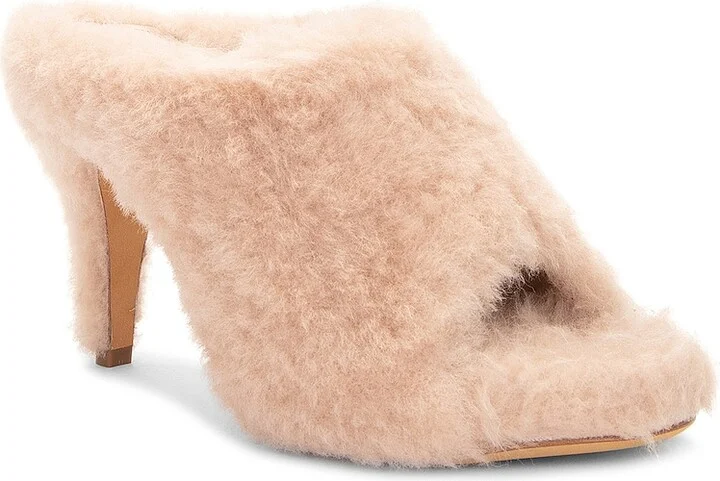 KHAITE Marion Shearling Sandal in Blush - Image 2