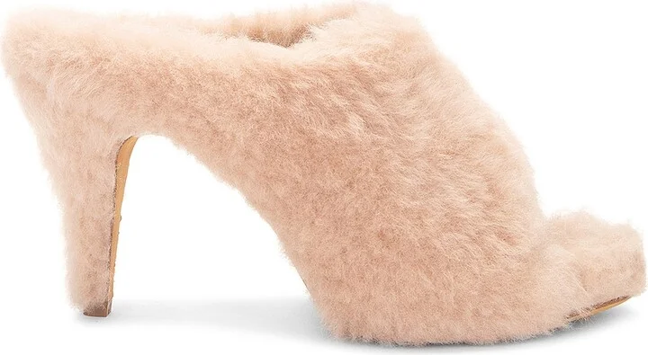 KHAITE Marion Shearling Sandal in Blush