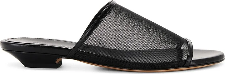 KHAITE Marion Slide Flat Sandal in Black