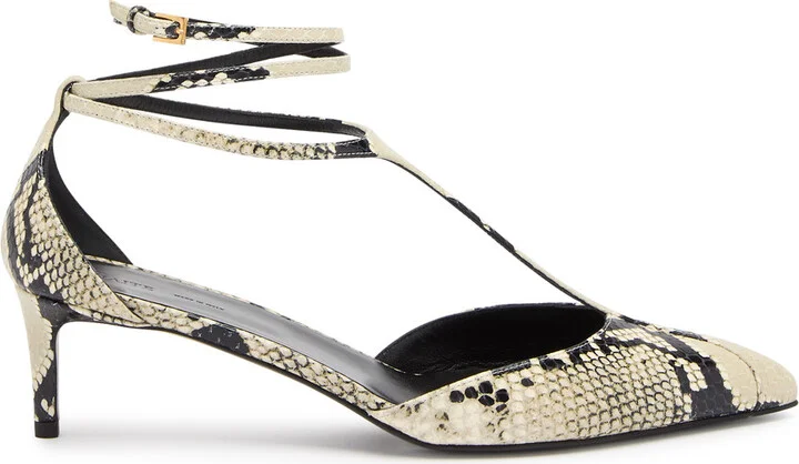 Khaite Mia 45 Python-effect Leather Pumps